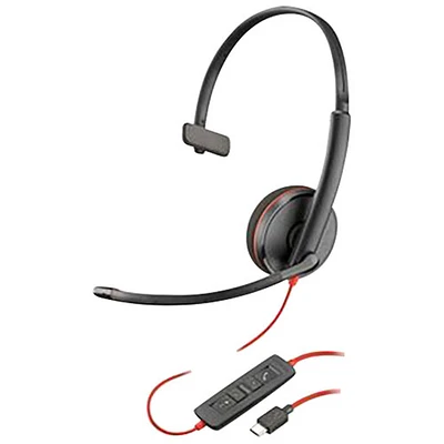 HP Poly Blackwire 3200 On-Ear Noise Cancelling Headset - Black