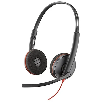 Casque d'écoute à suppression du bruit supra-auriculaire Poly Blackwire 3200 de HP - Noir