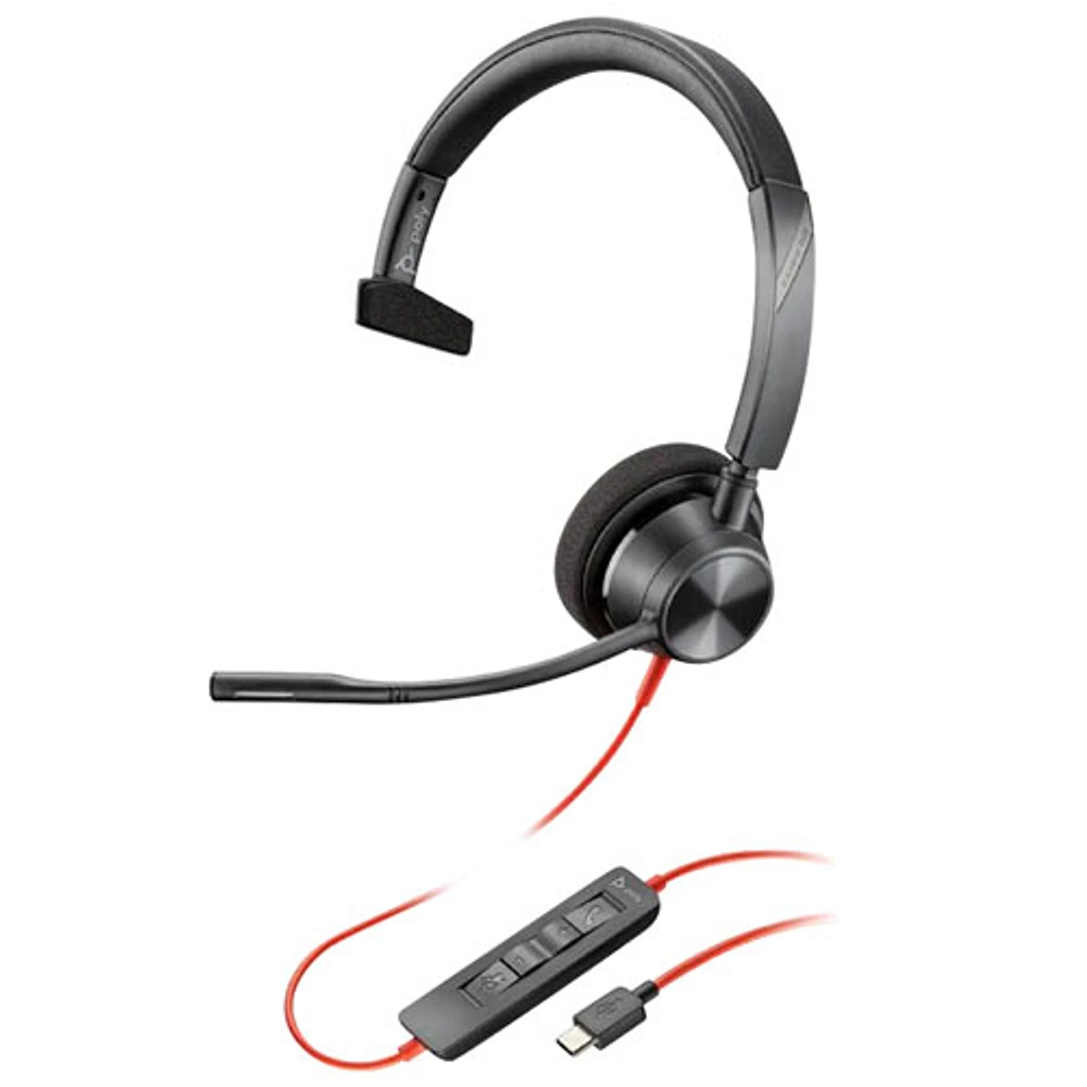 Casque d'écoute monaural USB-C avec microphone Blackwire 3310 de HP - Noir