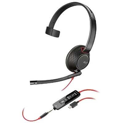 HP Poly Blackwire 5200 On-Ear Noise Cancelling Headset - Black