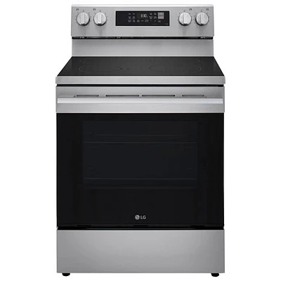 Cuisinière électrique autonome à 5 éléments avec convection véritable et friture à air 6,3 pi³ 30 po de LG (LREN6323YE) - Inox