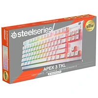 SteelSeries Apex 3 Backlit TKL Ergonomic Gaming Keyboard - White - English