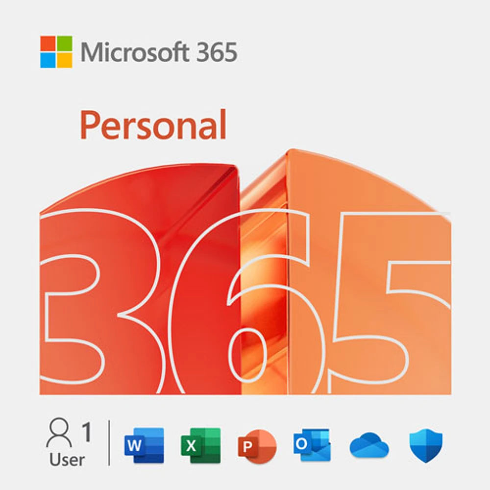 Microsoft 365 Personnel (PC/Mac) - 1 utilisateur - 12 mois + 3 mois* - Bilingue - Téléchargement numérique