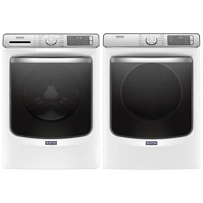 Laveuse vapeur chargement frontal de 5,8 pi³/sécheuse électrique vapeur de 7,4 pi³ de Maytag - Blanc