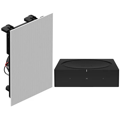 Sonos Architectural by Sonance In-Wall Speaker (Pair) & Sonos Amp 125W Amplifier - White