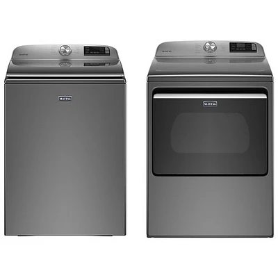 Laveuse chargement par le haut HE 5,4 pi³ et sécheuse électrique 7,4 pi³ Maytag - Ardoise métallique
