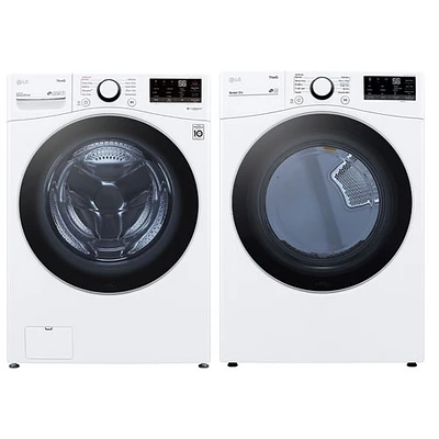 LG 5.2 Cu. Ft. High Efficiency Front Load Steam Washer & 7.4 Cu. Ft. Electric Dryer - White