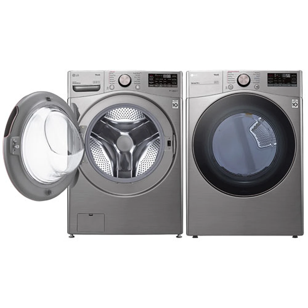 Laveuse chargement frontal vapeur 5,2 pi³ et sécheuse électrique vapeur 7,4 pi³ LG - Acier graphite