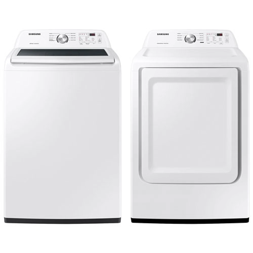 Laveuse à chargement par le haut de 5,0 pi³ et sécheuse électrique de 7,2 pi³ de Samsung - Blanc