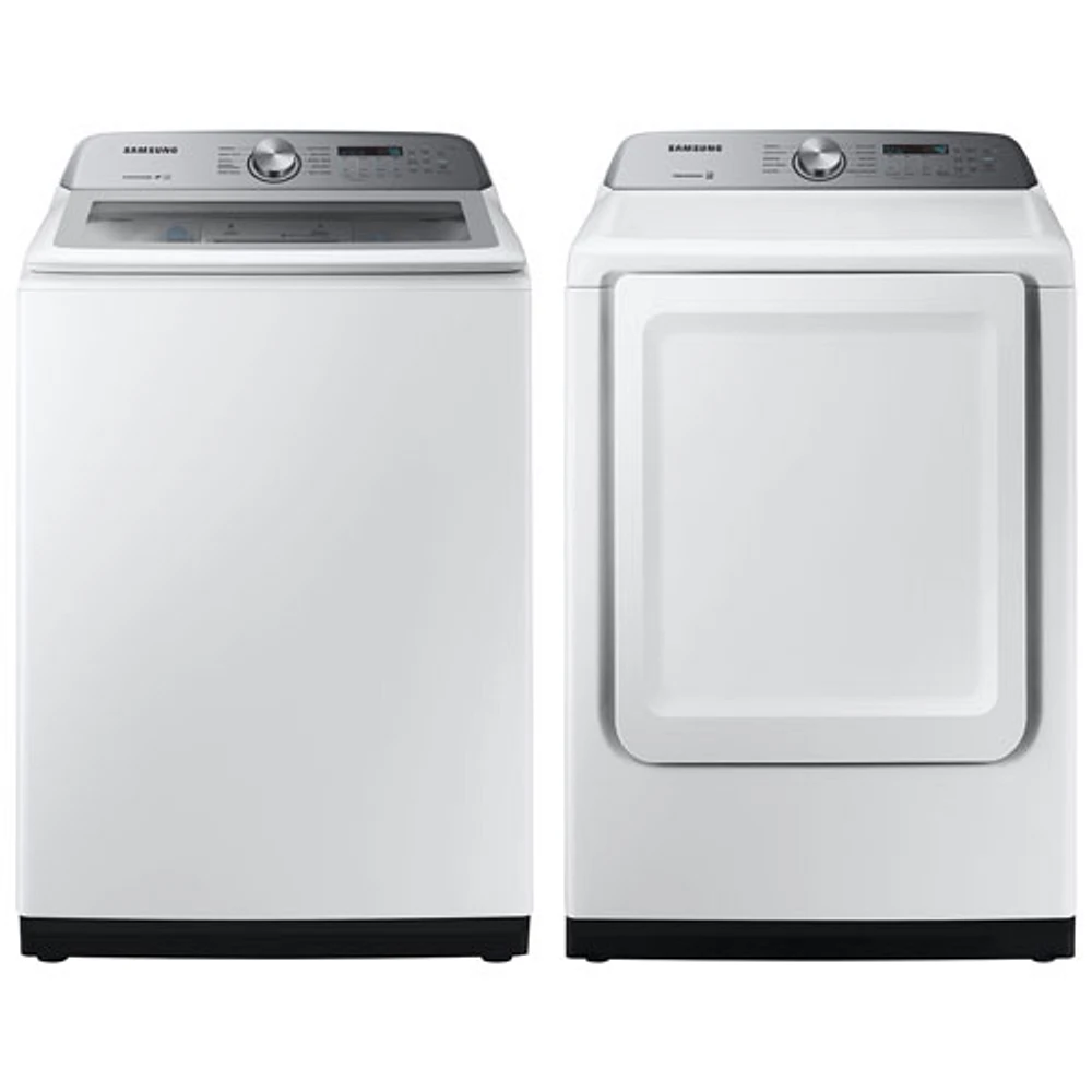 Samsung 5.8 Cu. Ft. HE Top Load Washer & 7.4 Cu. Ft. Electric Dryer - White