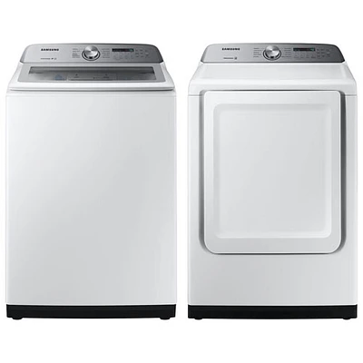 Samsung 5.8 Cu. Ft. HE Top Load Washer & 7.4 Cu. Ft. Electric Dryer - White