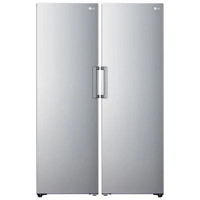 Réfrigérateur colonne 13,6 pi³ 24 po de LG et congélateur colonne 11,4 pi³ - Acier argenté platine