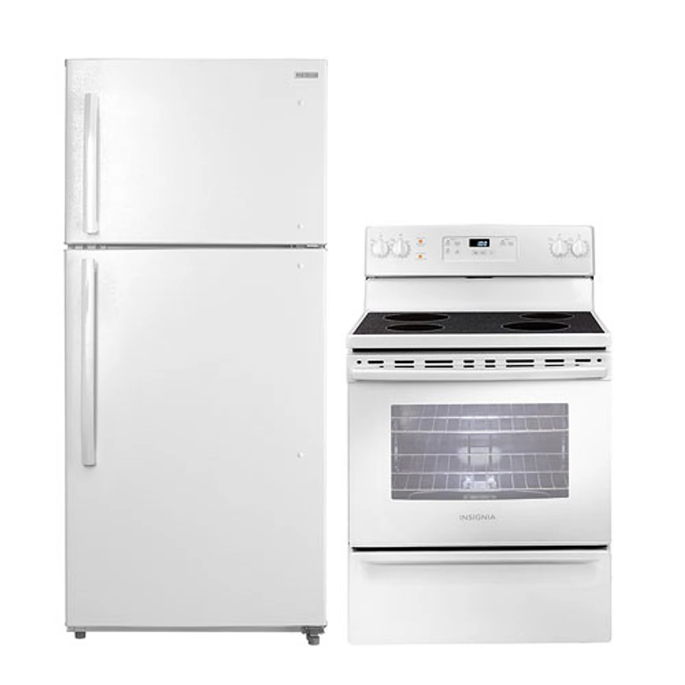 Insignia 30" 18 Cu. Ft. Top Freezer Refrigerator & Electric Range - White
