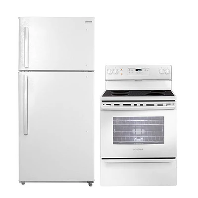 Insignia 30" 18 Cu. Ft. Top Freezer Refrigerator & Electric Range - White