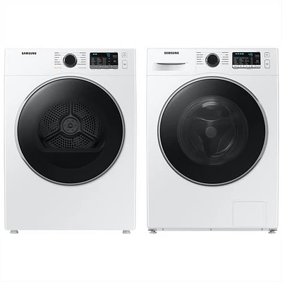 Laveuse vapeur à chargement frontal HE 2,9 pi³ et sécheuse électrique 4,0 pi³ de Samsung - Blanc
