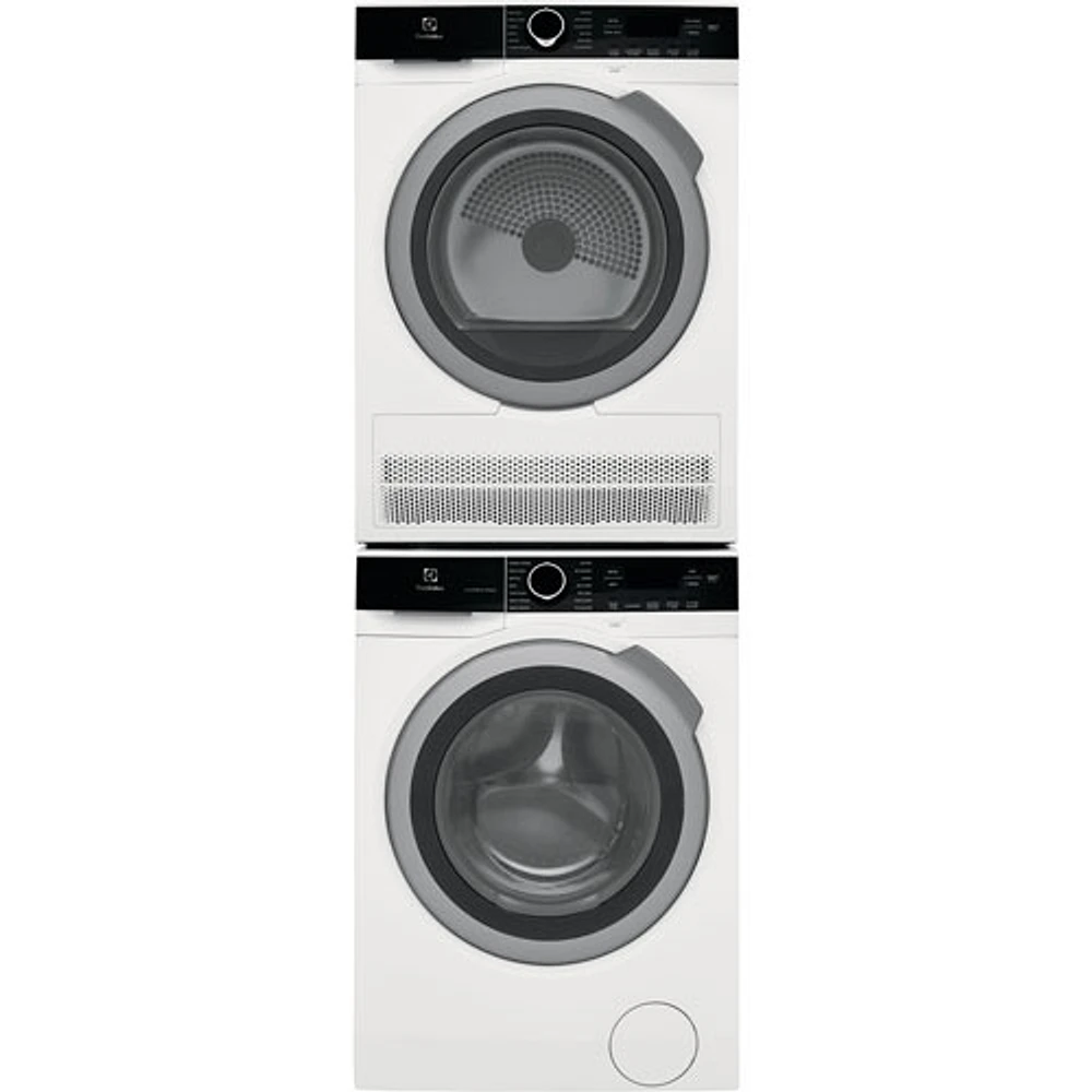 Laveuse à vapeur à chargement frontal 2,4 pi³ et sécheuse électrique à vapeur 4 pi³ d'Electrolux avec ensemble de superposition - Blanc