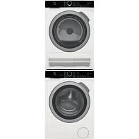 Laveuse à vapeur à chargement frontal 2,4 pi³ et sécheuse électrique à vapeur 4 pi³ d'Electrolux avec ensemble de superposition - Blanc