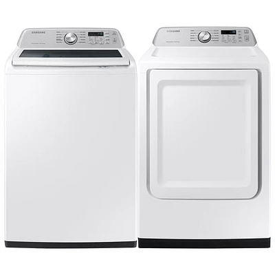 Samsung 5.3 Cu. Ft. Top Load Washer & Smart Electric Dryer - White