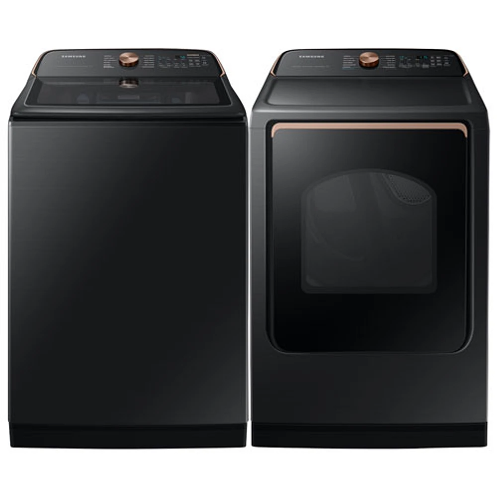 Samsung 6.2 Cu. Ft. Top Load Washer & Electric Steam Dryer - Brushed Black/Black
