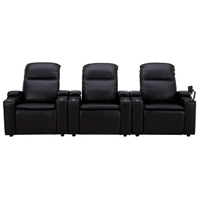 Haven Leather Power 3 Reclining Lift Chair with Cup Holder & Phone Holder - Black/Metal