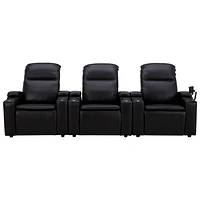 Haven Leather Power 3 Reclining Lift Chair with Cup Holder & Phone Holder - Black/Metal