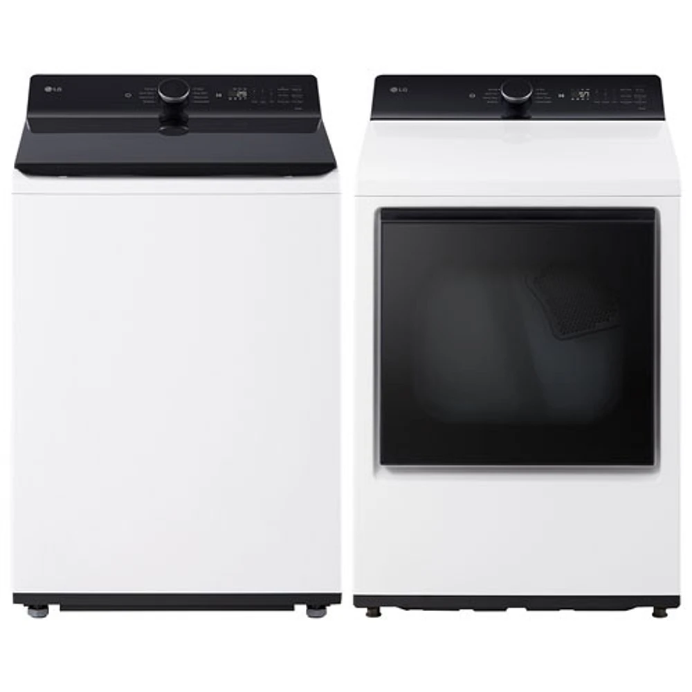 LG 6.3 Cu. Ft. High Efficiency Top Load Agitator Washer & 7.3 Cu. Ft. Electric Dryer - Alpine White