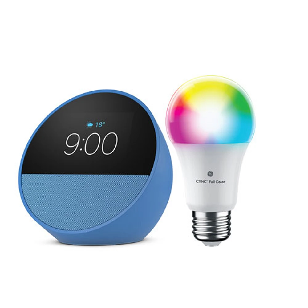 Amazon Echo Spot Smart Alarm Clock with Alexa & Smart LED Light Bulb