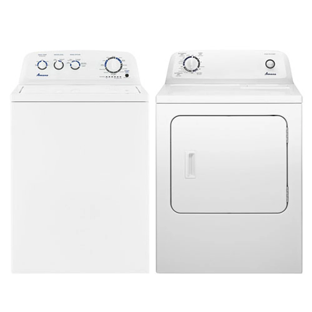 Laveuse à chargement par le haut HE de 4,4 pi³ et sécheuse électrique de 6,5 pi³ d'Amana - Blanc