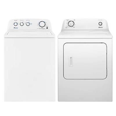 Laveuse à chargement par le haut HE de 4,4 pi³ et sécheuse électrique de 6,5 pi³ d'Amana - Blanc