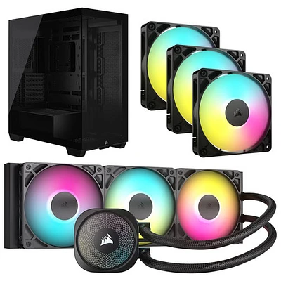 Corsair Nautilus 360 RS ARGB Liquid CPU Cooling System w/ ATX Computer Case & Triple Case Fan Kit - Black
