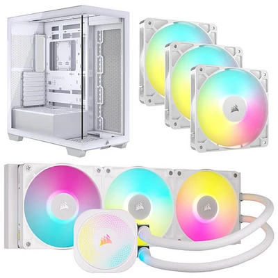 Corsair iCUE LINK Titan RX RGB 360mm Liquid CPU Cooling System w/ ATX Computer Case & Triple Case Fan Kit