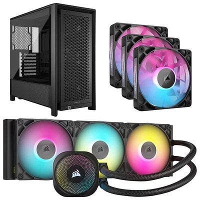 Corsair iCUE LINK Titan RX RGB 360mm Liquid CPU Cooling System w/ 3-Pack PWM Case Fans & ATX Computer Case