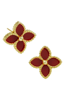 18K Gold Vermeil Agate Stud Earrings