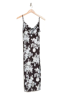 Printed Satin Bias Midi Dress