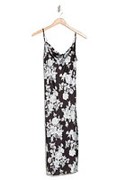 Printed Satin Bias Midi Dress