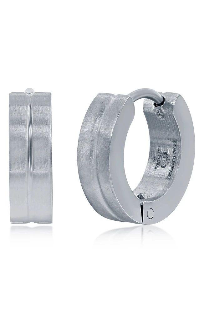 Men's Brushed Huggie Hoop Earrings