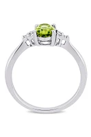 Oval Peridot & Diamond Cluster Ring