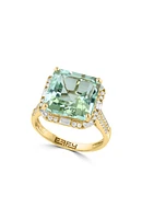 Diamond & Green Amethyst Ring