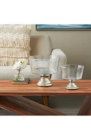 Set of 2 Silver Glass Decorative Bowls