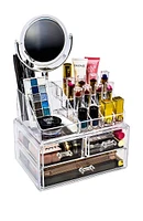 Makeup Storage Organizer with Magnifying Mirror
