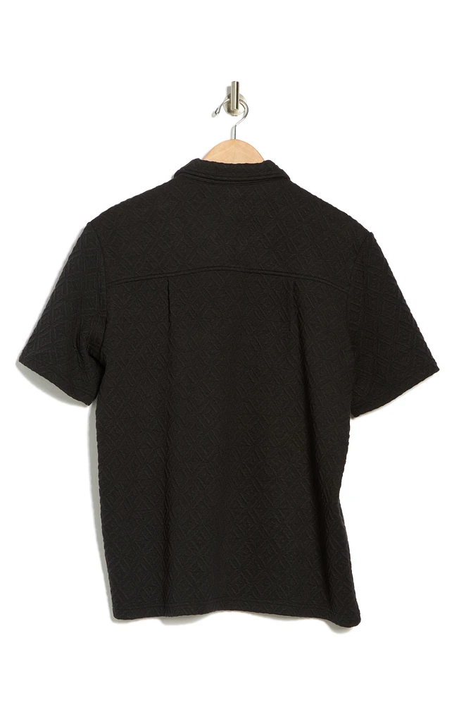Jacquard Short Sleeve Button-Up Shirt