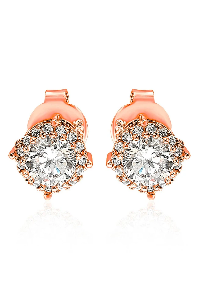 Rose Sterling Silver CZ Stud Earrings