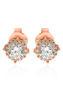 Rose Sterling Silver CZ Stud Earrings