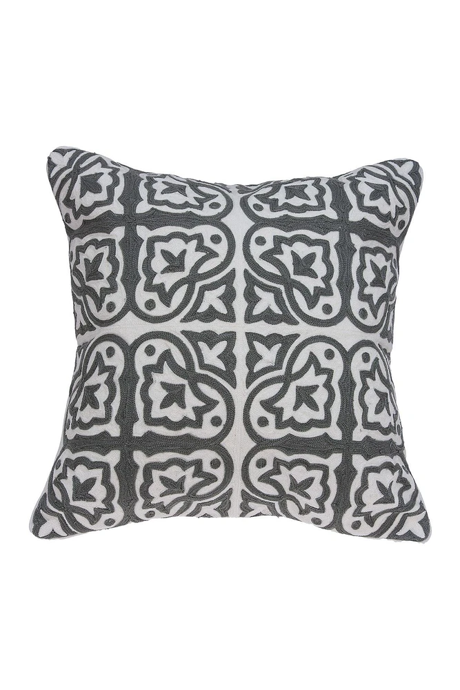 Heera Traditional Pillow - 20" x 20" - Grey