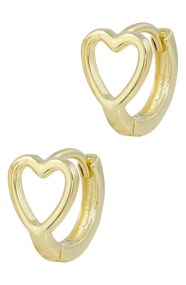 Open Heart Huggie Hoop Earrings