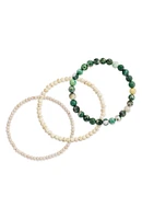 Mint Ocean & Brown Marble Beaded Bracelets