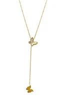 14K Yellow Gold Plated Butterfly Lariat Pendant Necklace