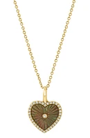 Mother-of-Pearl Diamond Heart Pendant Necklace - 0.11ct.