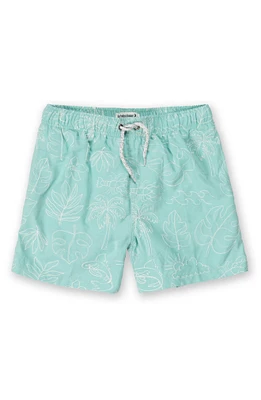 Kids' Palm Embroidered Stretch Volley Swim Trunks