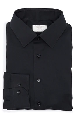 Solid Cotton Blend Dress Shirt